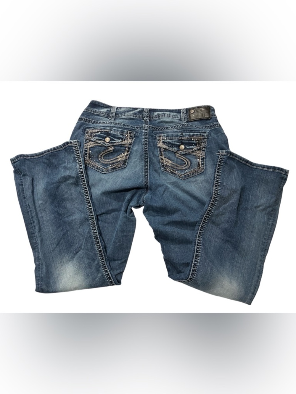 Silver Suki Mid Boot Jeans | Boot Cut Jeans | Faded Dark Blue